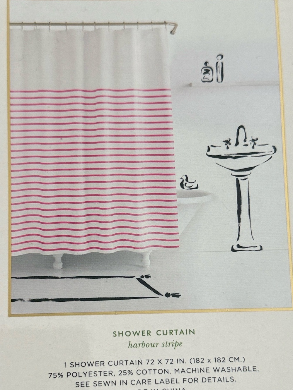 Kate Spade Striped Pink and White Shower Curtain - Home Bath